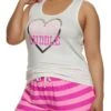 Plus Size Lets Cuddle Foil Screen Pajama Tank Top And Shorts