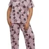 Plus Size Lip Graphic Print Pajama Shirt And Pants