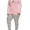 Plus Size I Love My Boyfriend Pajama Long Sleeve Top And Pants