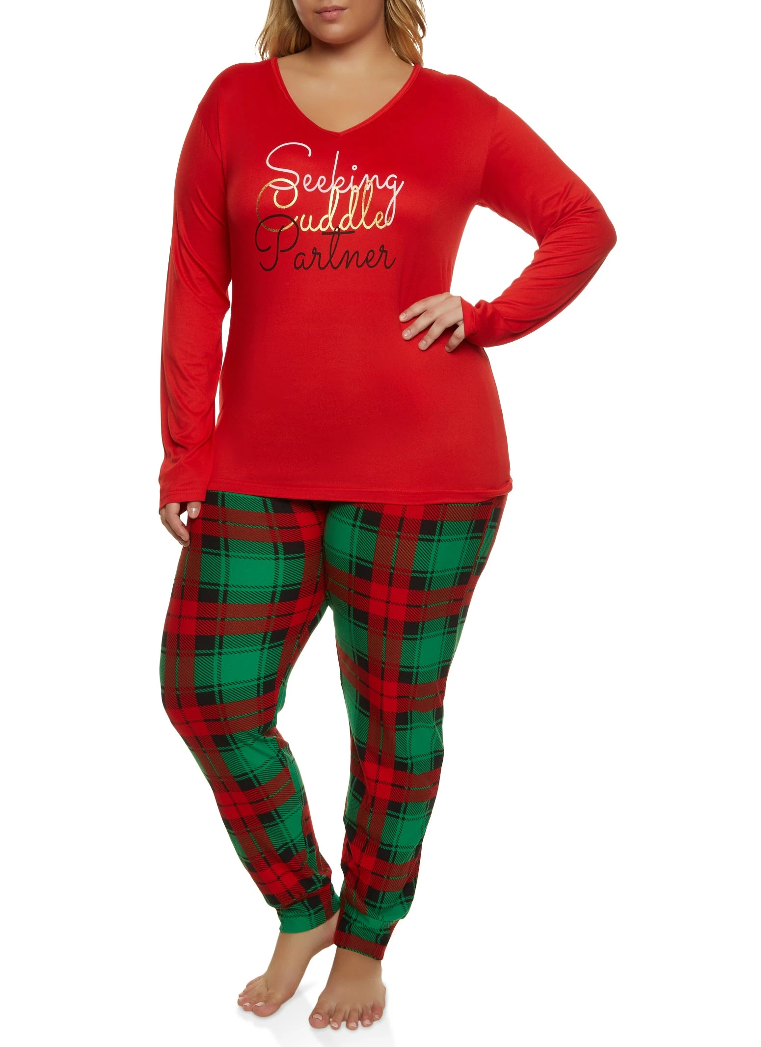 Plus Size Seeking Cuddle Partner Top And Plaid Pants
