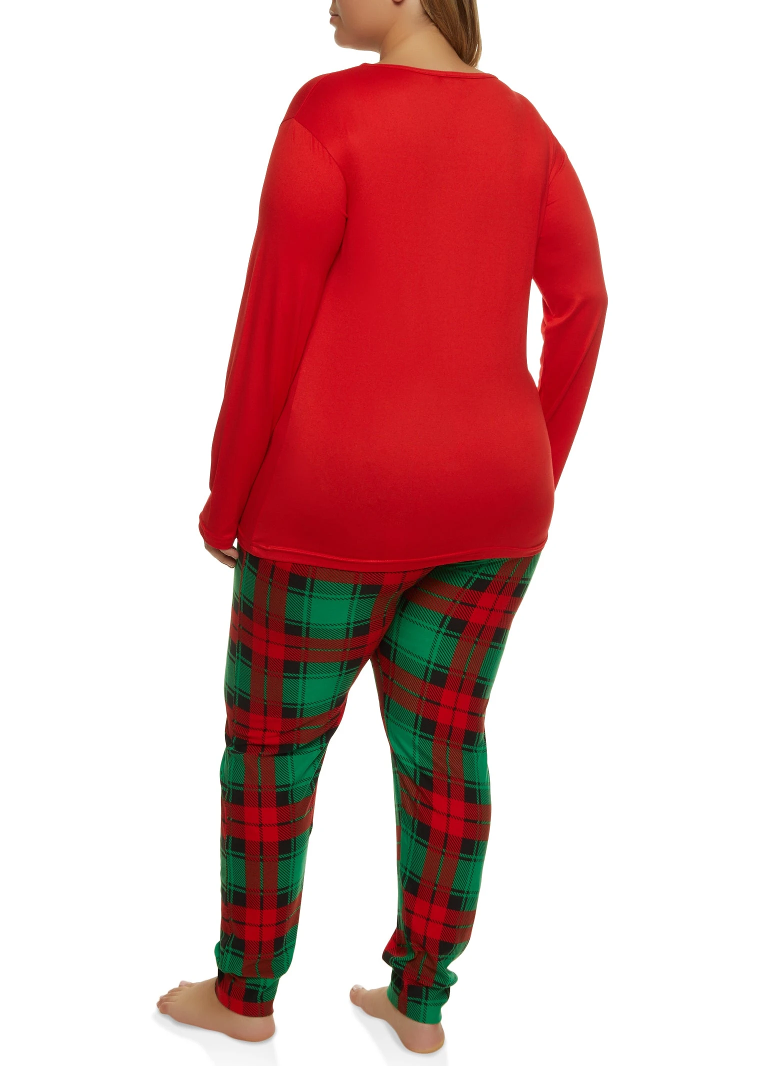 Plus Size Seeking Cuddle Partner Top And Plaid Pants - Image 2