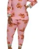 Plus Size Cuddle Bear Print Pajama Top And Pants