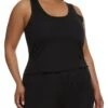 Plus Size Lettuce Edge Pajama Tank Top And Shorts