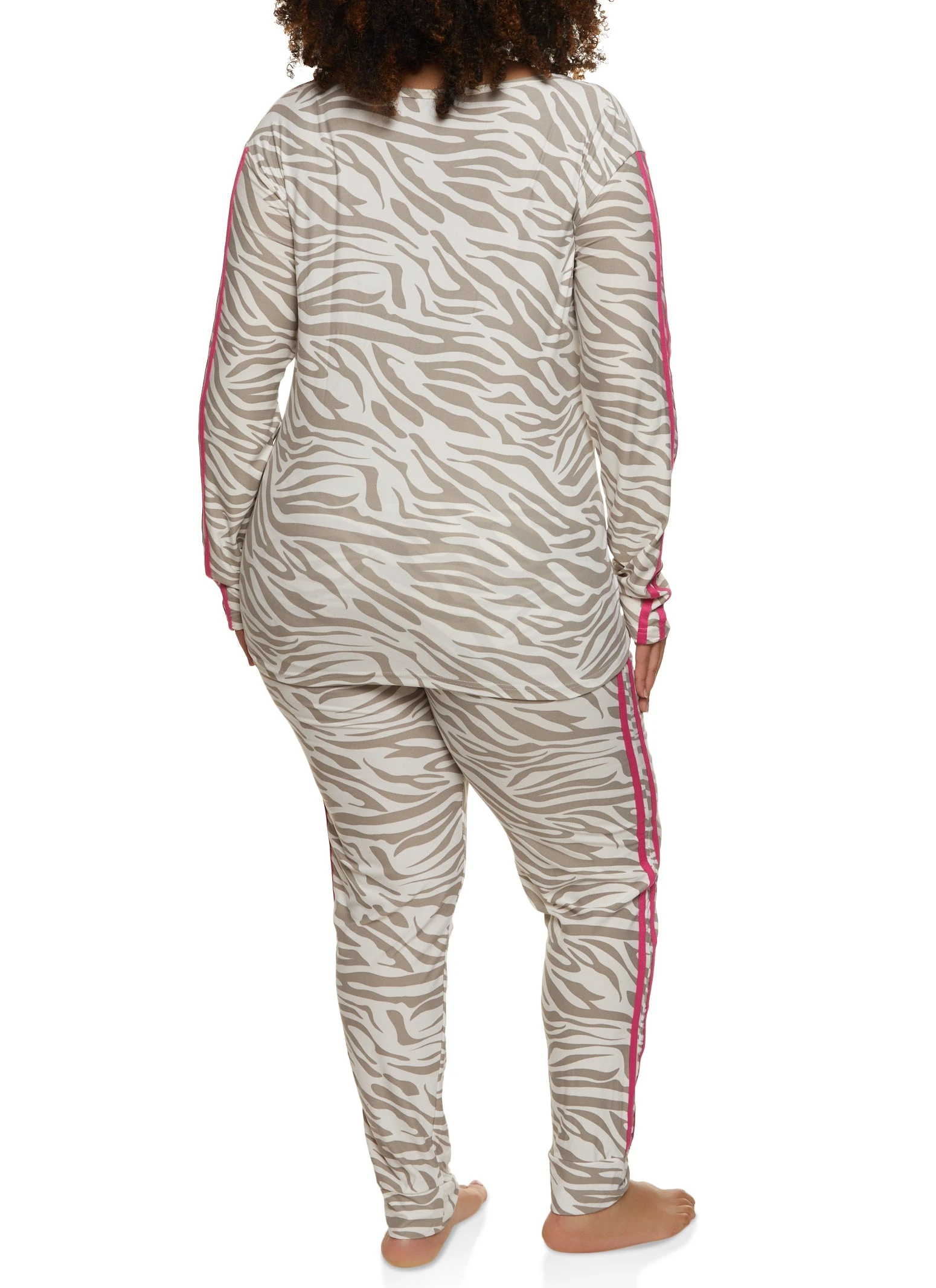 Plus Size Zebra Varsity Stripe Pajama Top And Pants - Image 3