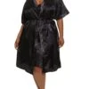 Plus Size Heart Print Satin Chemise With Robe