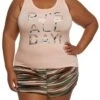 Plus Size Foil Screen PJs All Day Pajama Tank Top And Shorts
