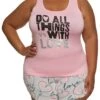 Plus Size Do All Things With Love Pajama Tank Top And Shorts