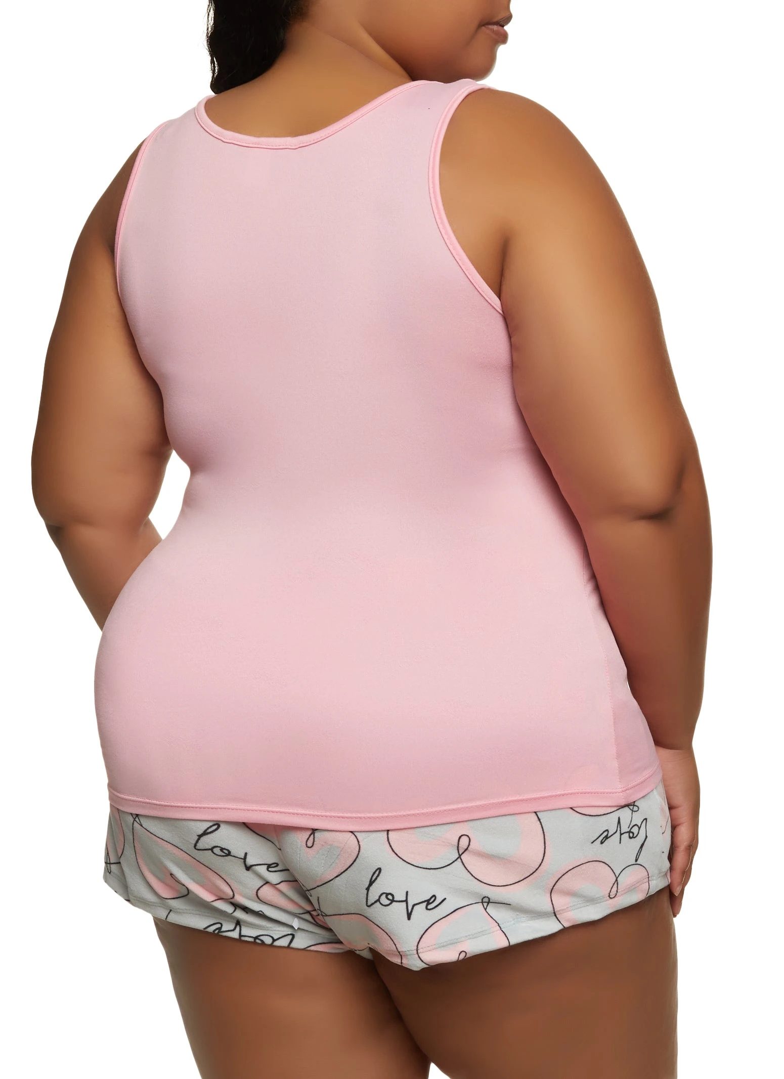Plus Size Do All Things With Love Pajama Tank Top And Shorts - Image 2