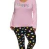 Plus Size Happy Long Sleeve Pajama Top And Pants