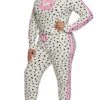 Plus Size Polka Dot Lip Pajama Top And Pants