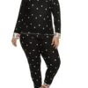 Plus Size Heart Print Graphic Cuff Pajama Top And Pants