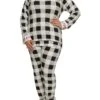 Plus Size Buffalo Plaid Graphic Cuff Pajama Top And Pants