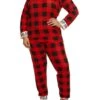 Plus Size Buffalo Plaid Graphic Cuff Pajama Top And Pants