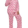 Plus Size Heart Graphic Print Pajama Shirt And Pants