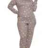 Plus Size Heart Print Pajama Top And Pants