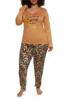 Plus Size Everything Is Better In Your Pajamas Top And Pants