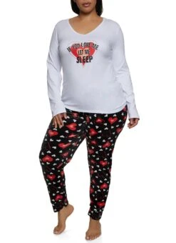 Plus Size If You Love Me Let Me Sleep Pajama Top And Pants
