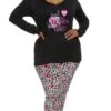 Plus Size Floral Graphic Long Sleeve Pajama Top And Pants