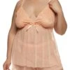 Plus Size Lace Mesh Cami Babydoll And Shorts Set