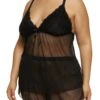 Plus Size Floral Lace Babydoll And Shorts