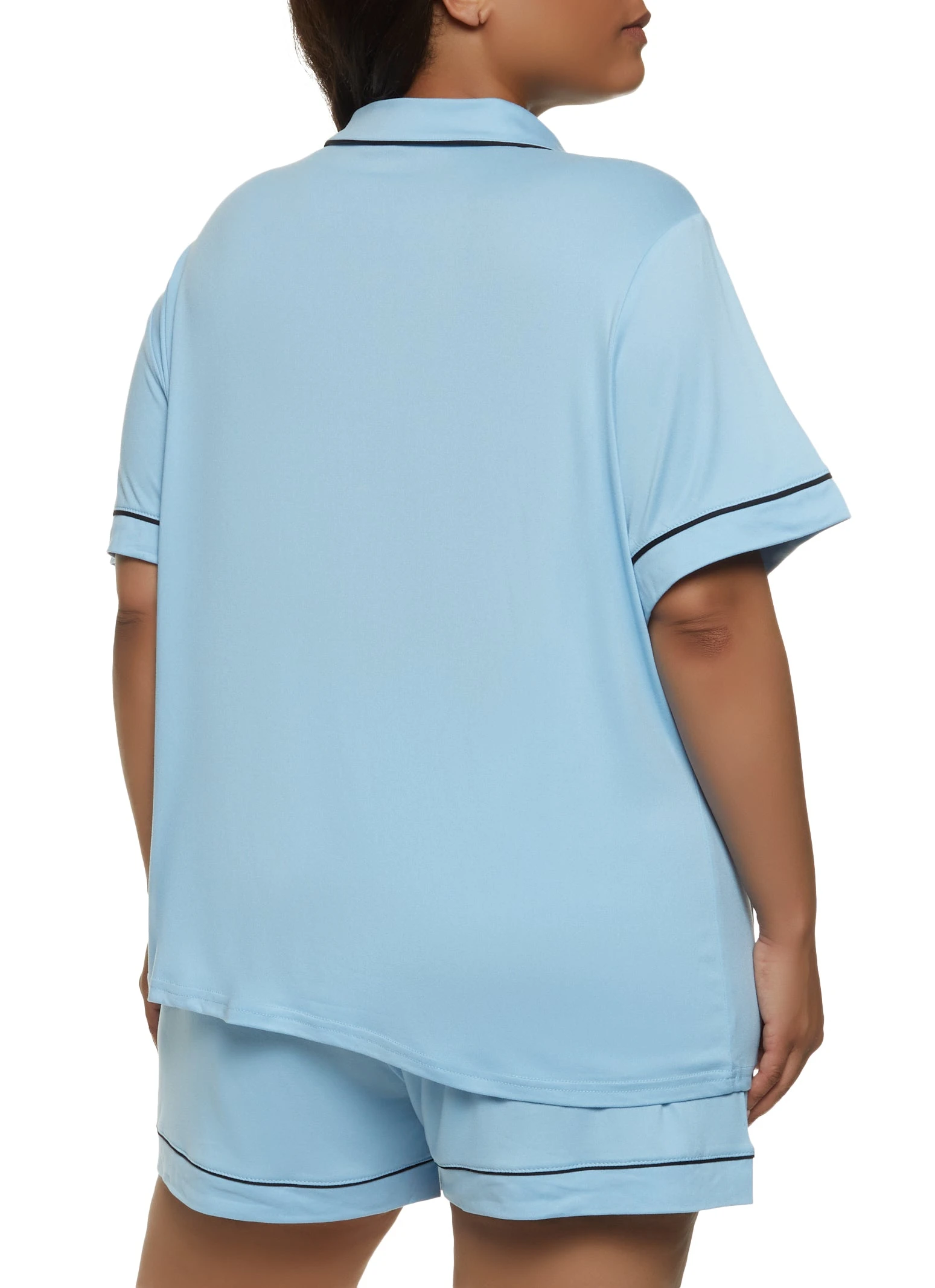 Plus Size Graphic Notch Collar Pajama Shirt And Shorts - Image 2