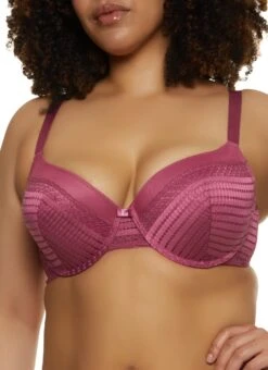 Plus Size Mesh Detail Lace Bra