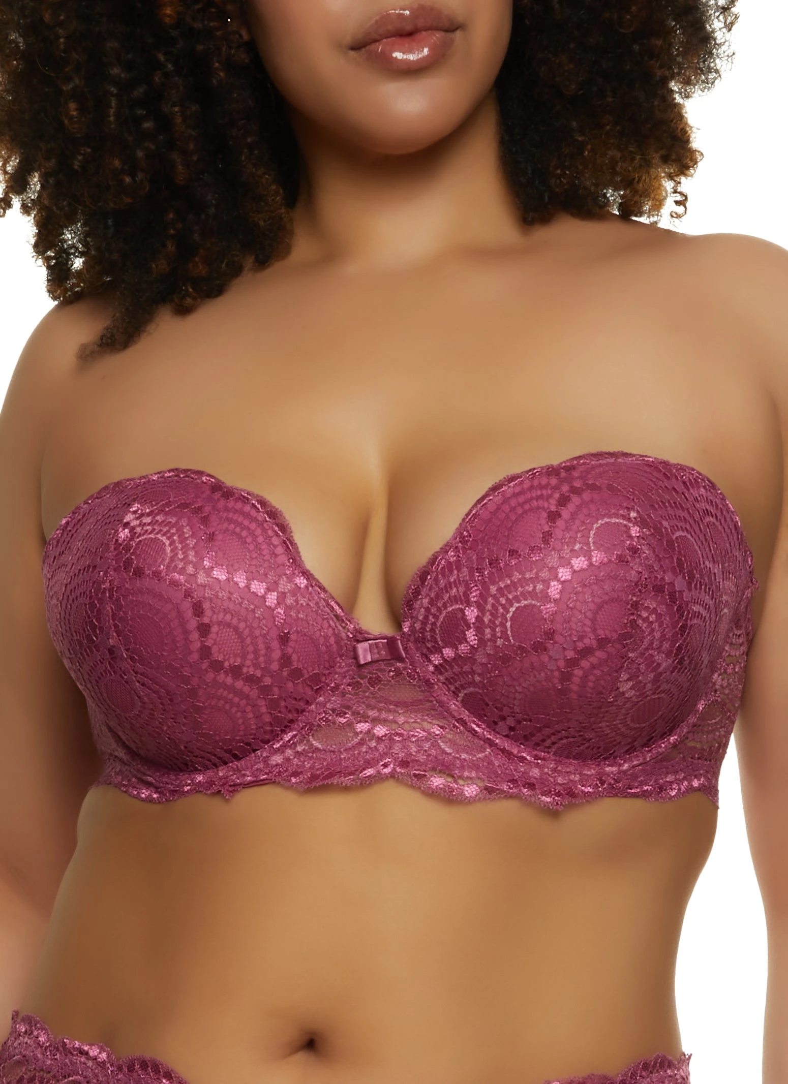 Plus Size Lace Patterned Balconette Bra | Convertible To Strapless - Image 3