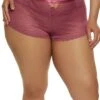 Plus Size Caged V Front Patterned Lace Boyshort Panty