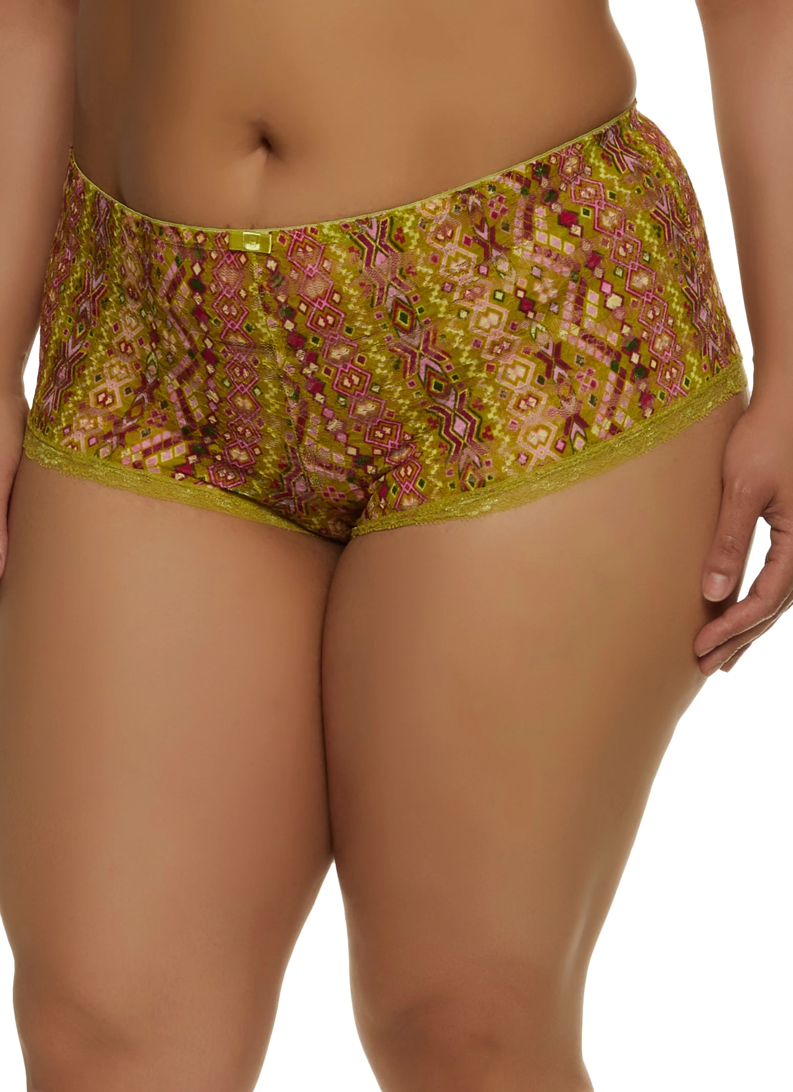 Plus Size Printed Lace Boyshort Panty