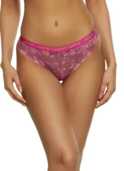 Floral Lace Love Trim Thong