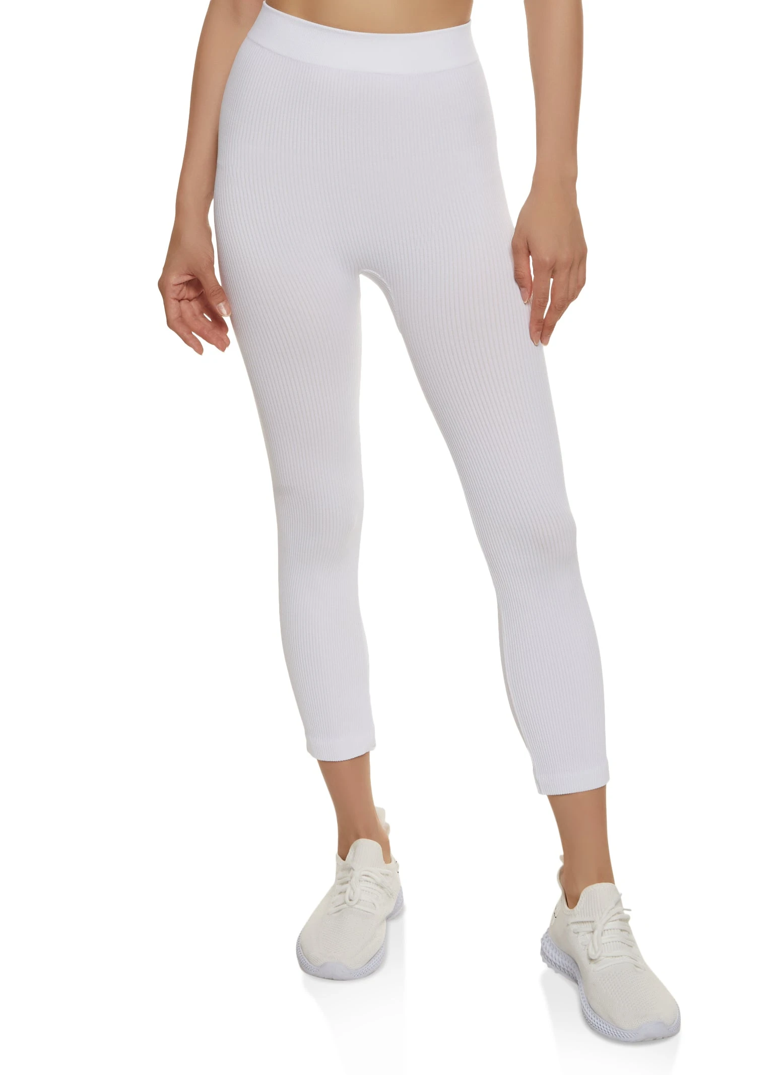 Seamless Solid Ribbed Leggings - Image 2
