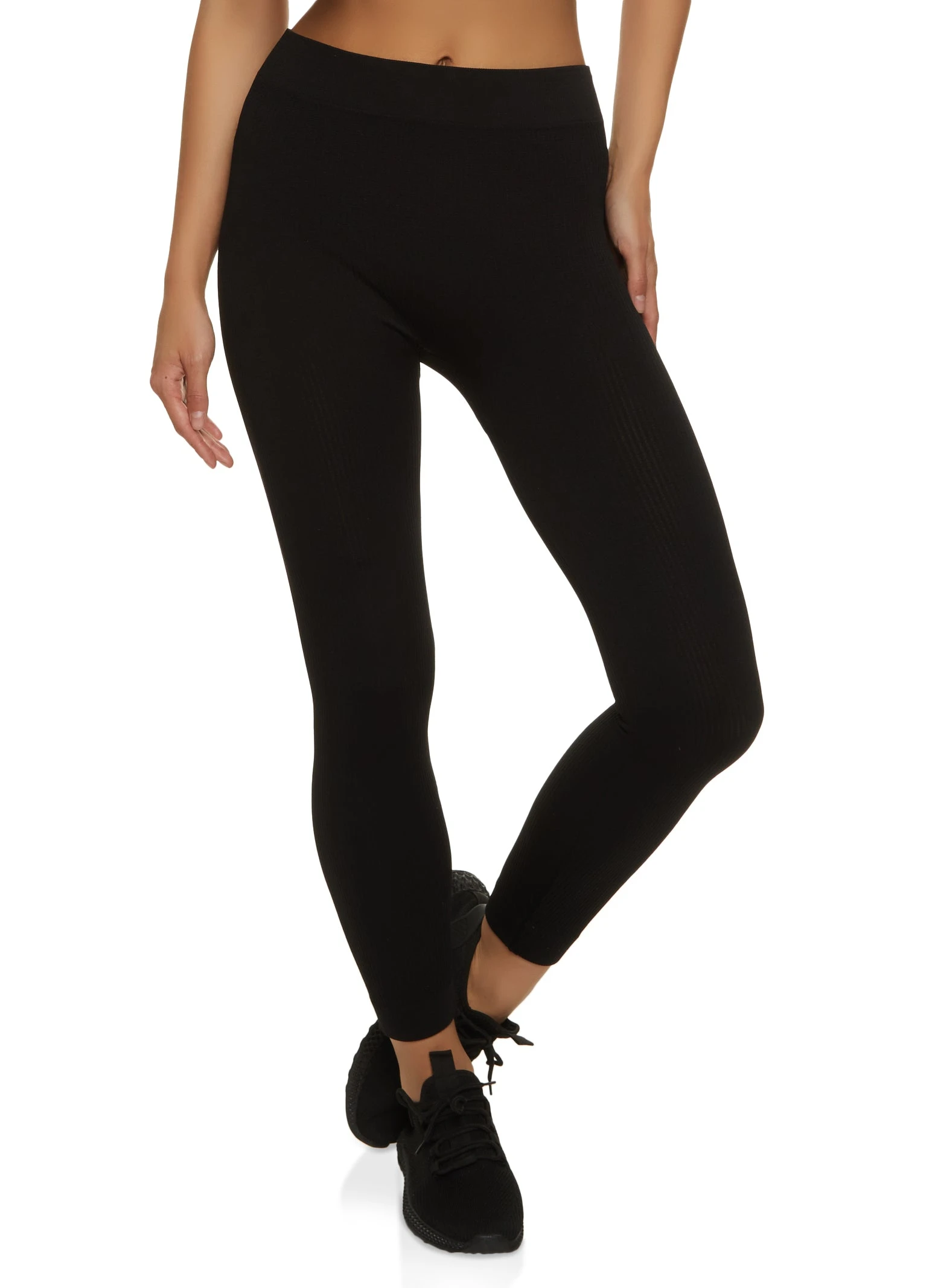 Ribbed Knit Cropped Leggings - Image 2