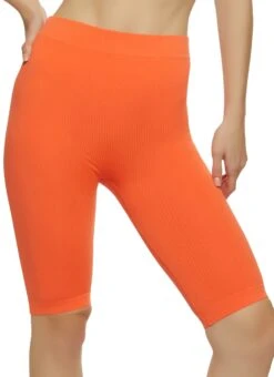 Solid Waffle Knit Biker Shorts