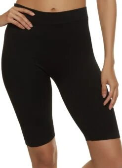 Ribbed Knit Seamless Bermuda Biker Shorts