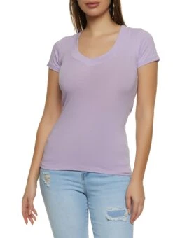 Ambiance Basic V Neck Short Sleeve Tee